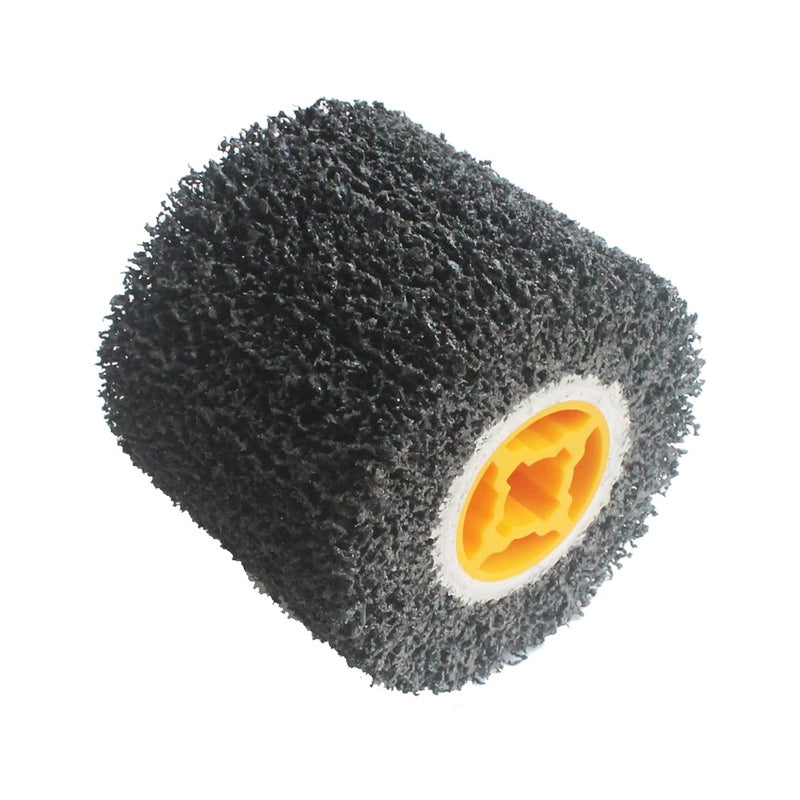 JUNLIXN 4.5" x 4" Abrasive Drawing Wheel Drum, 3/4" Quad Keyway Burnishing Wheel for Hand held Polishing Machine 40 Grit Sanding Drum Surface Conditioning Tool - Image 1